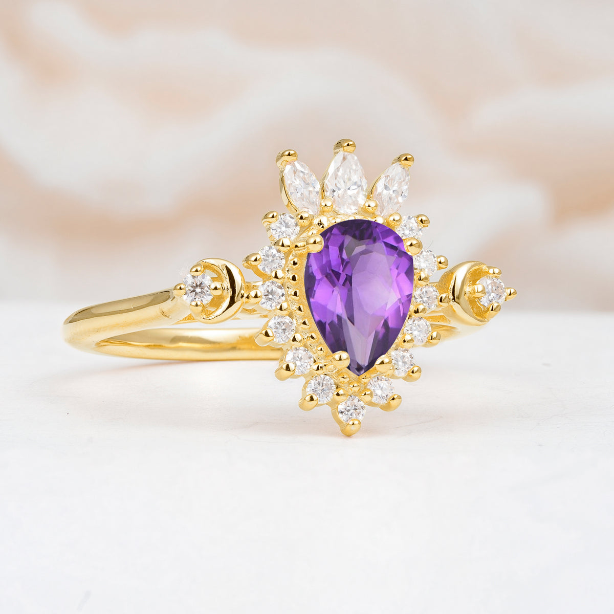 ML07061 Amethyst Ring - White-Gold