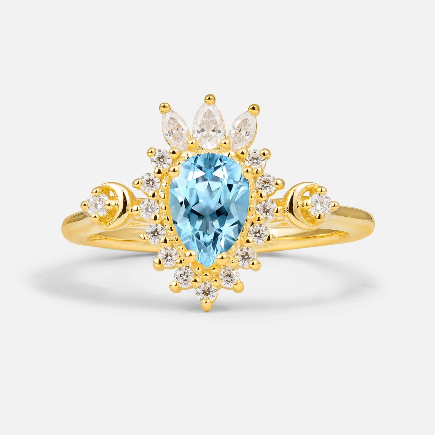 Vintage Halo Pear Cut Aquamarine Engagement Ring