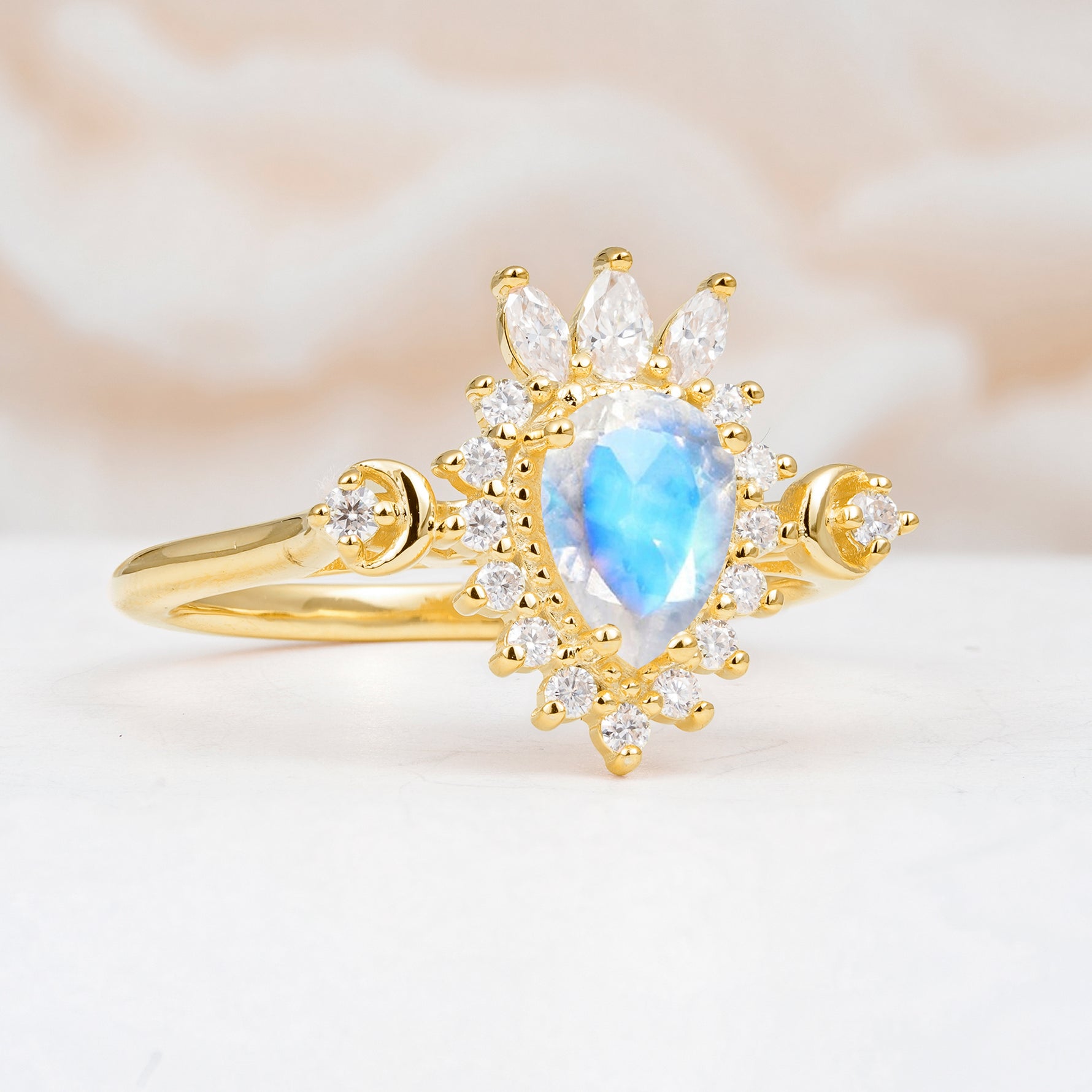 ML07061 Moonstone Ring - White-Gold