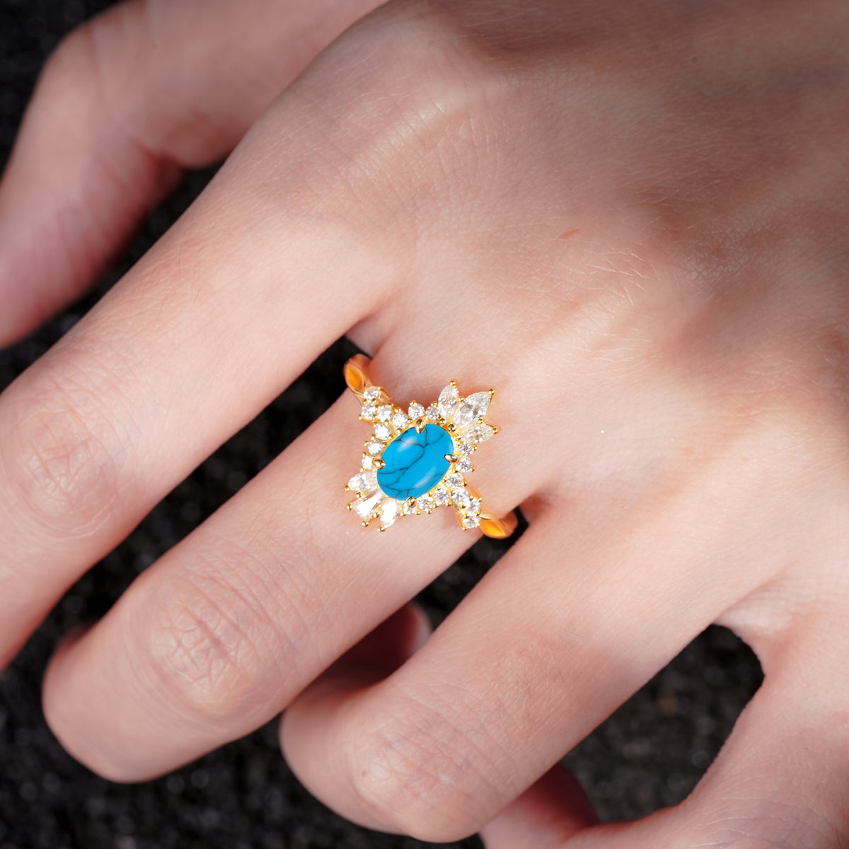ML07062 Turquoise Ring - Rose-Gold