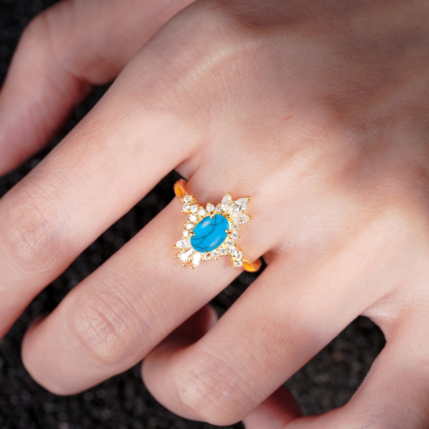 ML07062 Turquoise Ring - Rose-Gold