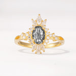 ML07062 Black Rutilated Quartz Ring - Yellow-Gold