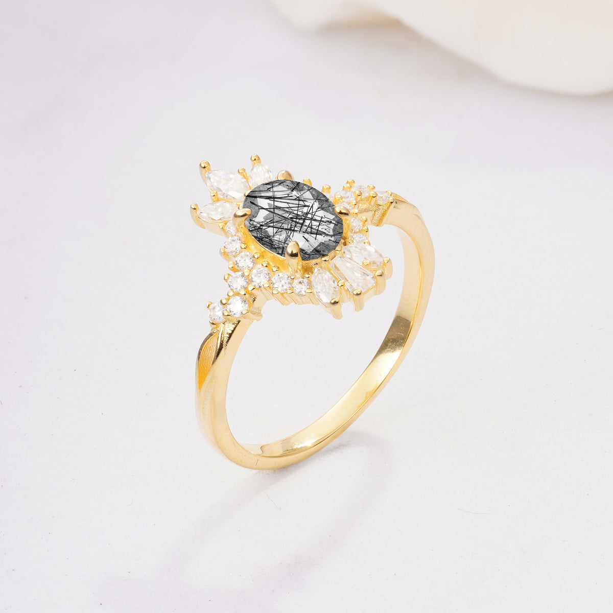 ML07062 Black Rutilated Quartz Ring - Additional view
