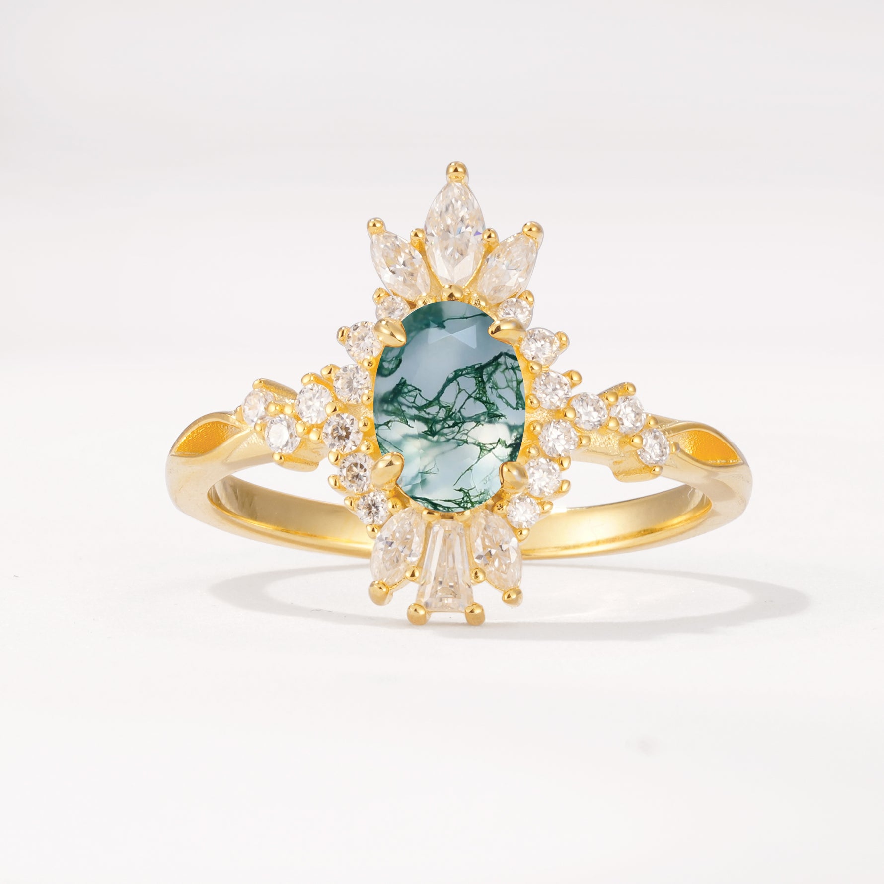 ML07062 Moss Agate Ring - Yellow-Gold