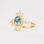 ML07062 Moss Agate Ring - White-Gold