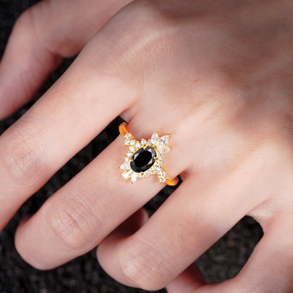 ML07062 Black Onyx Ring - Rose-Gold