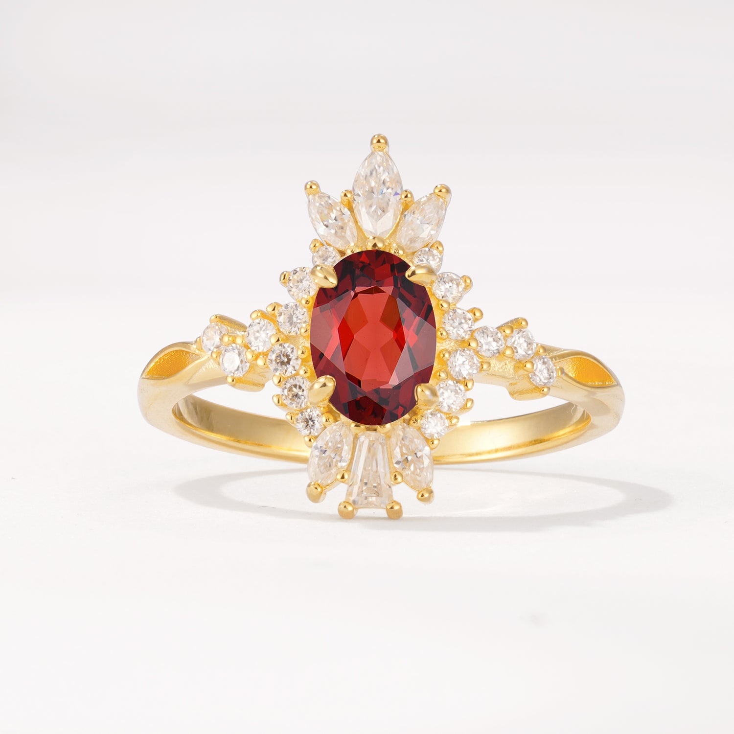 ML07062 Garnet Ring - Yellow-Gold