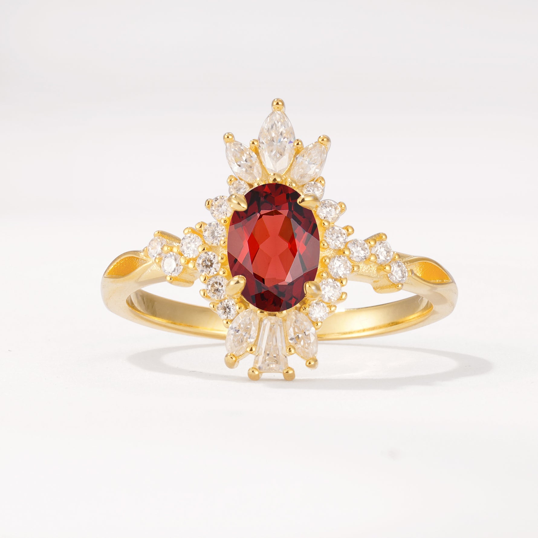 ML07062 Garnet Ring - Yellow-Gold