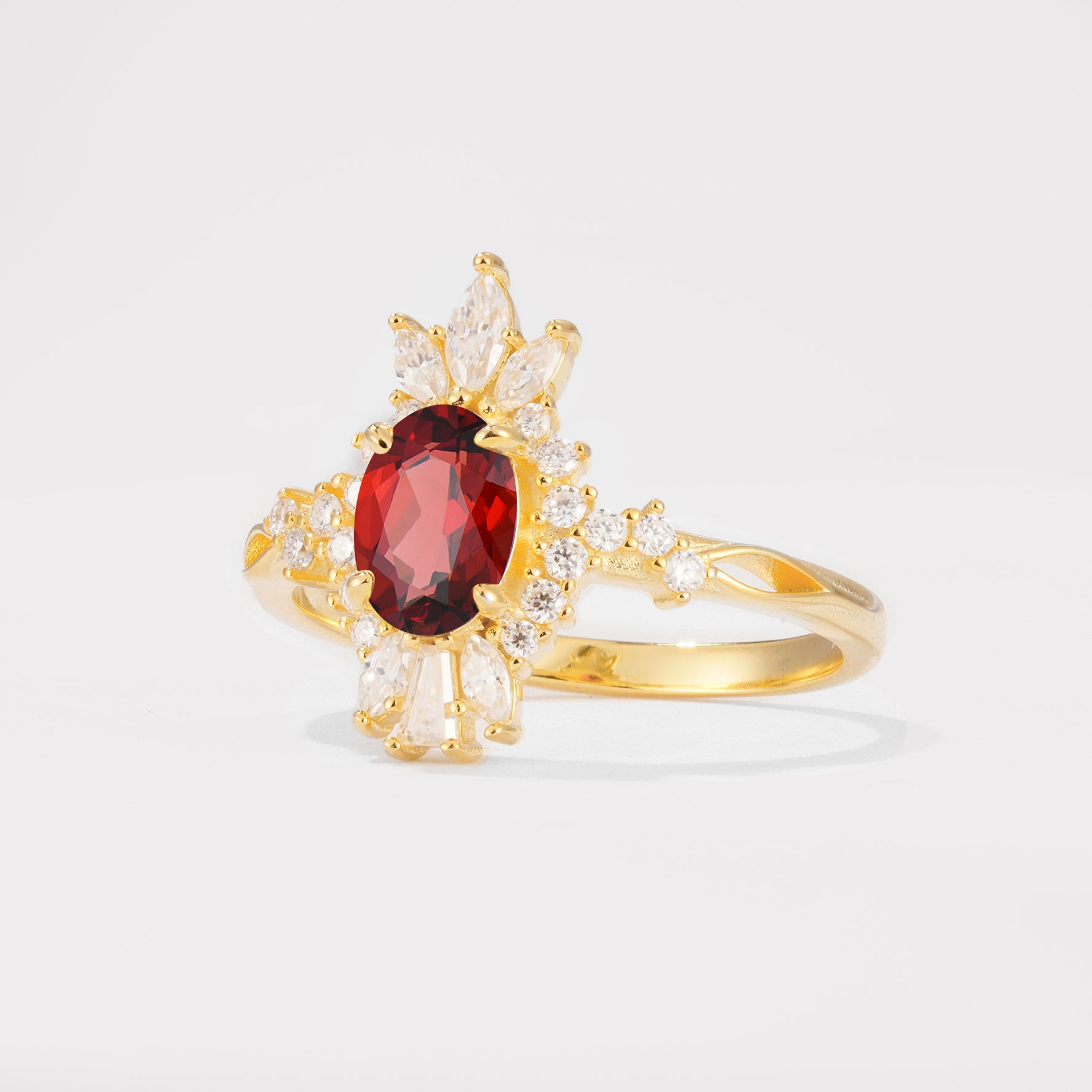 ML07062 Garnet Ring - White-Gold