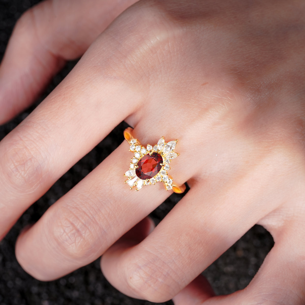ML07062 Garnet Ring - Rose-Gold