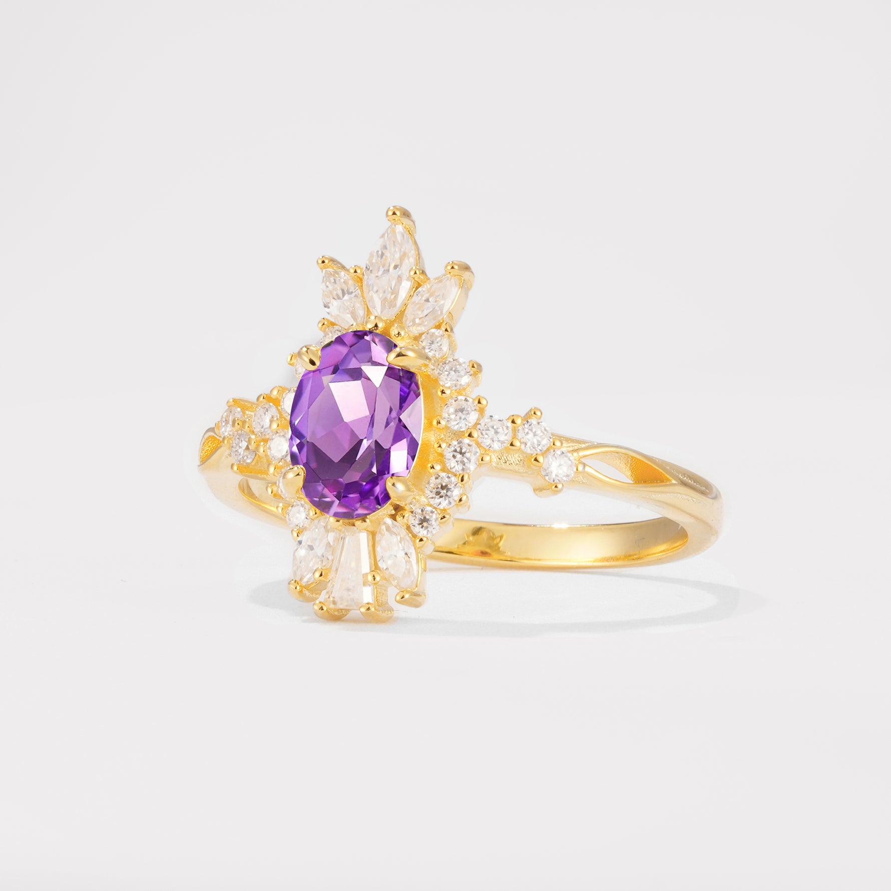 ML07062 Amethyst Ring - White-Gold