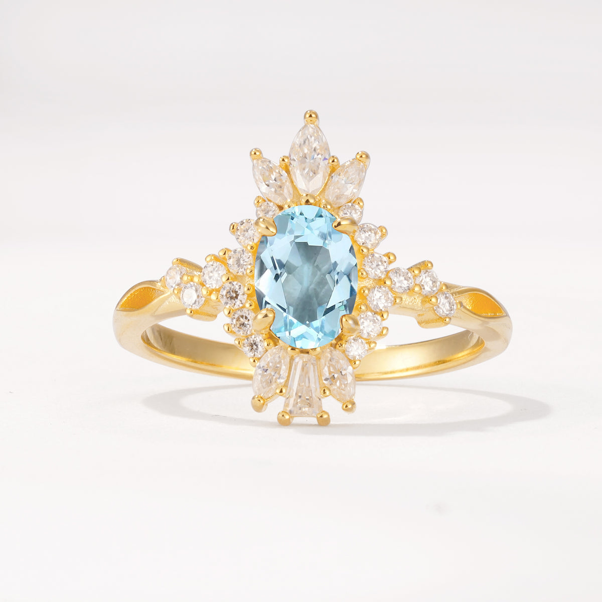ML07062 Aquamarine Ring - Yellow-Gold