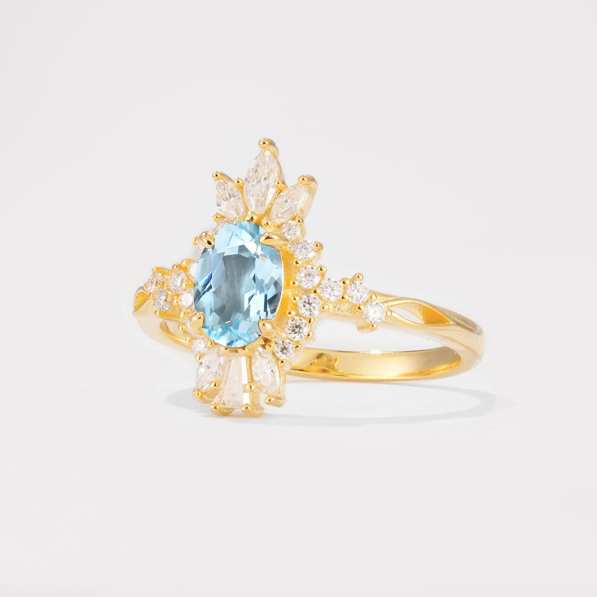 ML07062 Aquamarine Ring - White-Gold