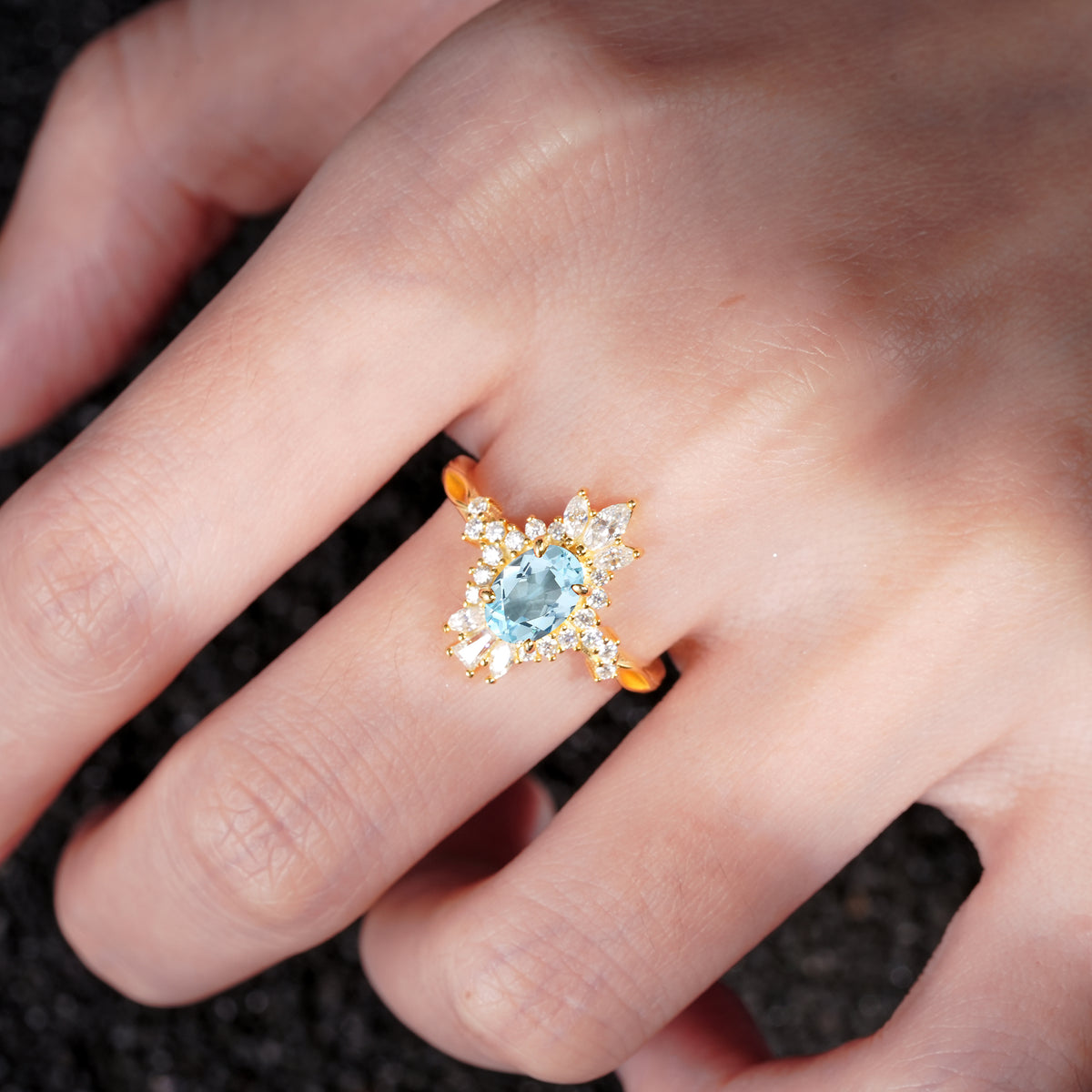 ML07062 Aquamarine Ring - Rose-Gold