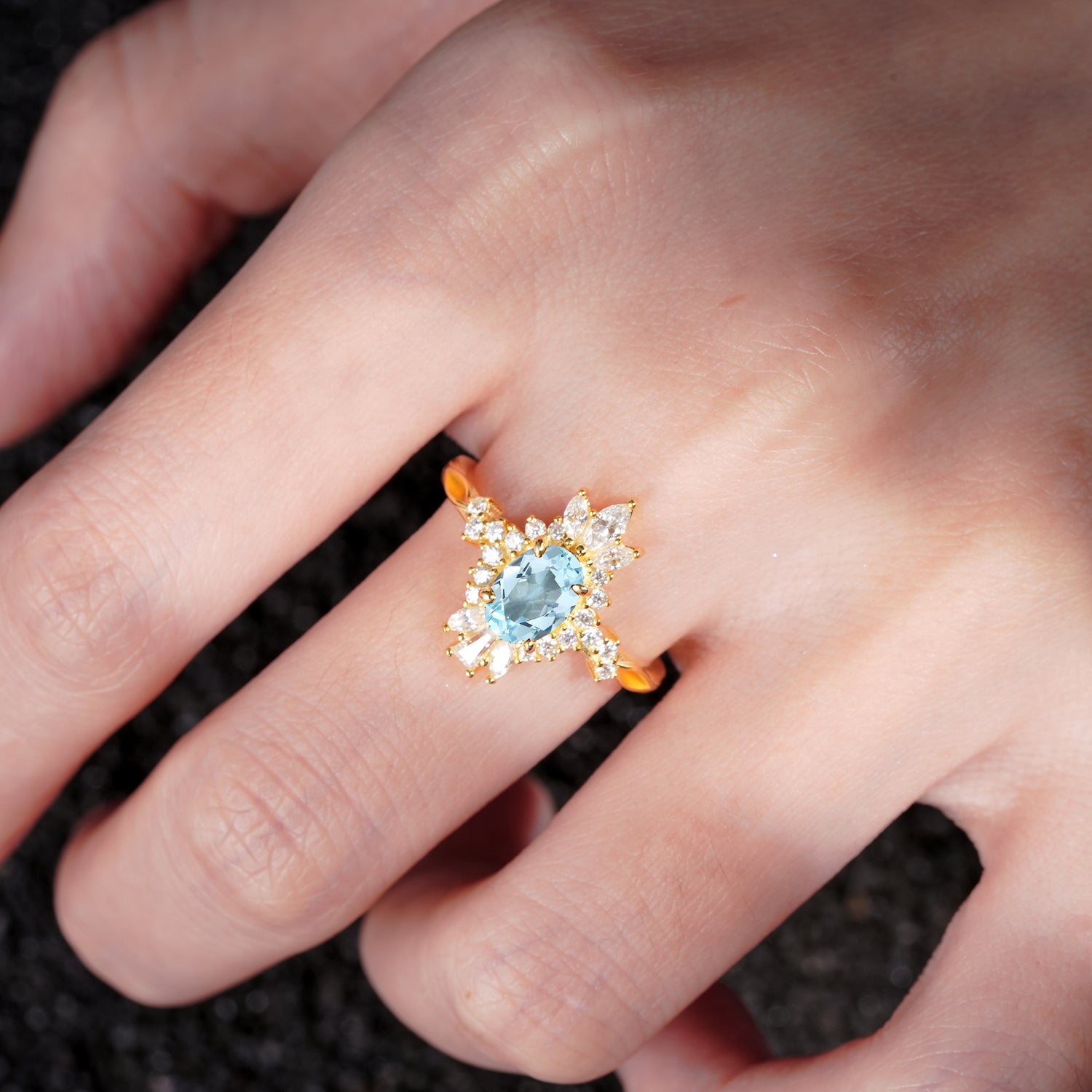 ML07062 Aquamarine Ring - Rose-Gold