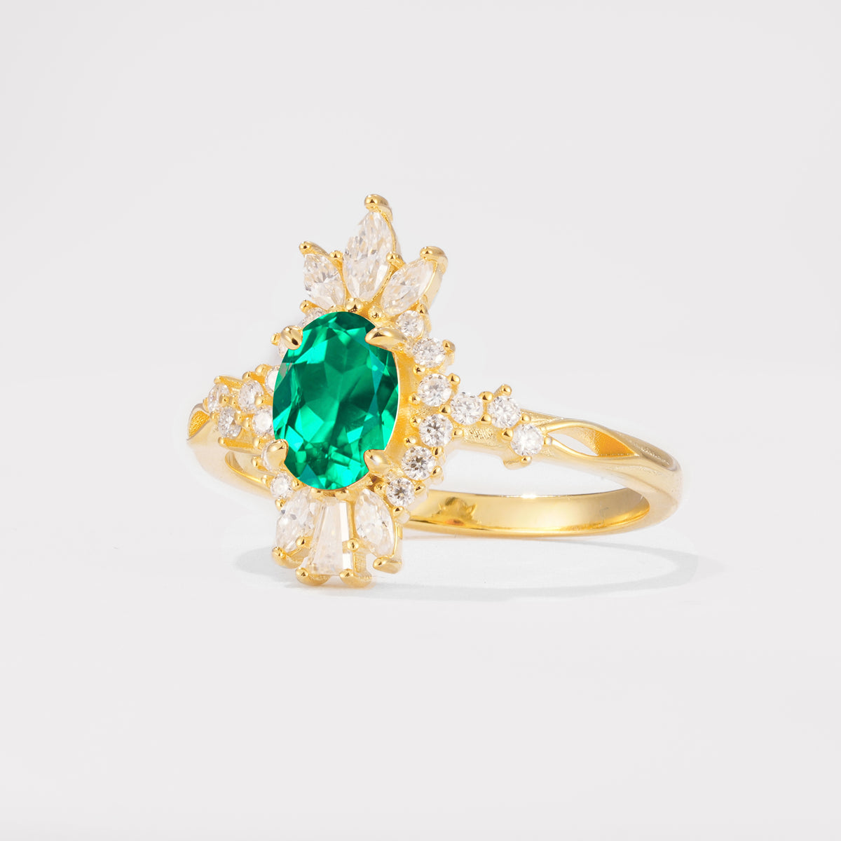 ML07062 Emerald Ring - White-Gold