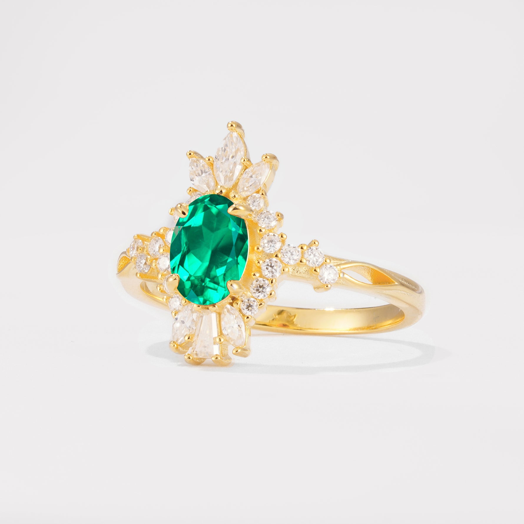 ML07062 Emerald Ring - White-Gold