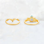 Pear Cut Fire Opal Nature-Inspired Bridal Ring Set - Additional view