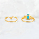 Pear Cut Turquoise Nature-Inspired Bridal Ring Set - Additional view