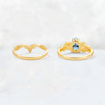 Pear Cut Aquamarine Nature-Inspired Bridal Ring Set - Additional view