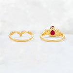Pear Cut Ruby Nature-Inspired Bridal Ring Set - Additional view