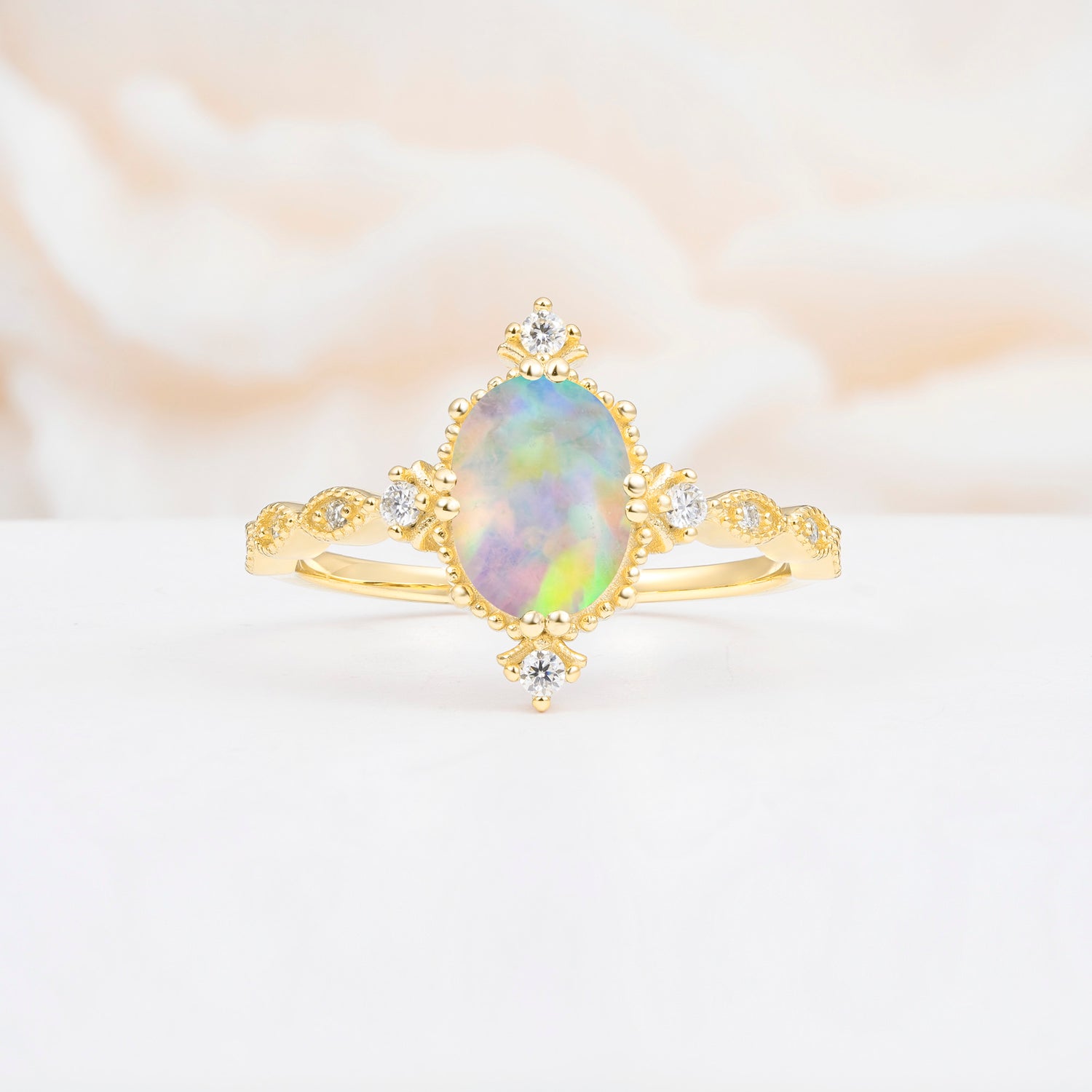 Luxurious, Sparkling Oval-Cut Opal Engagement Rings