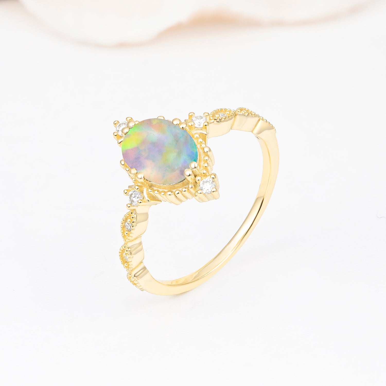Luxurious, Sparkling Oval-Cut Opal Engagement Rings