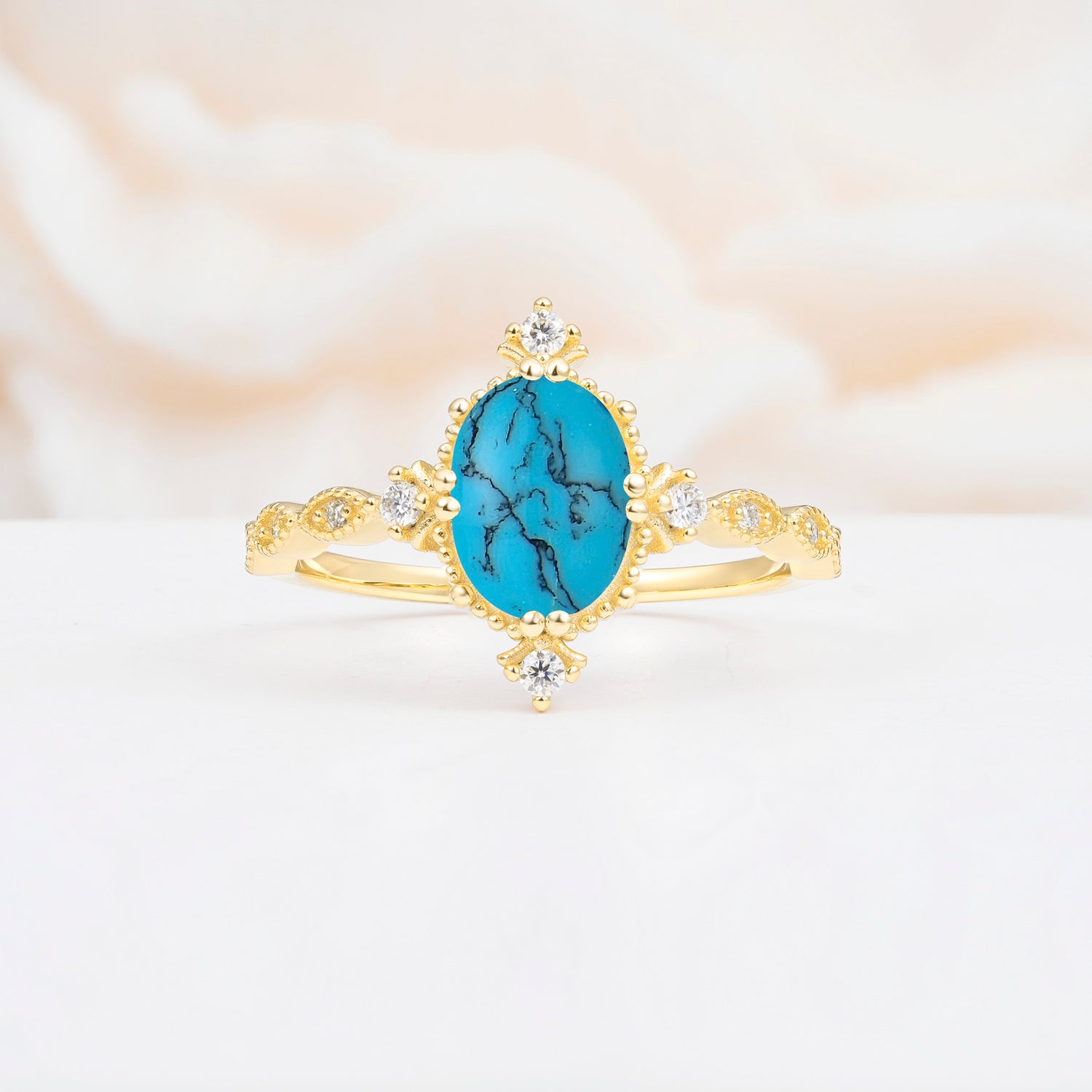 Luxurious, Sparkling Oval-Cut Turquoise Engagement Rings