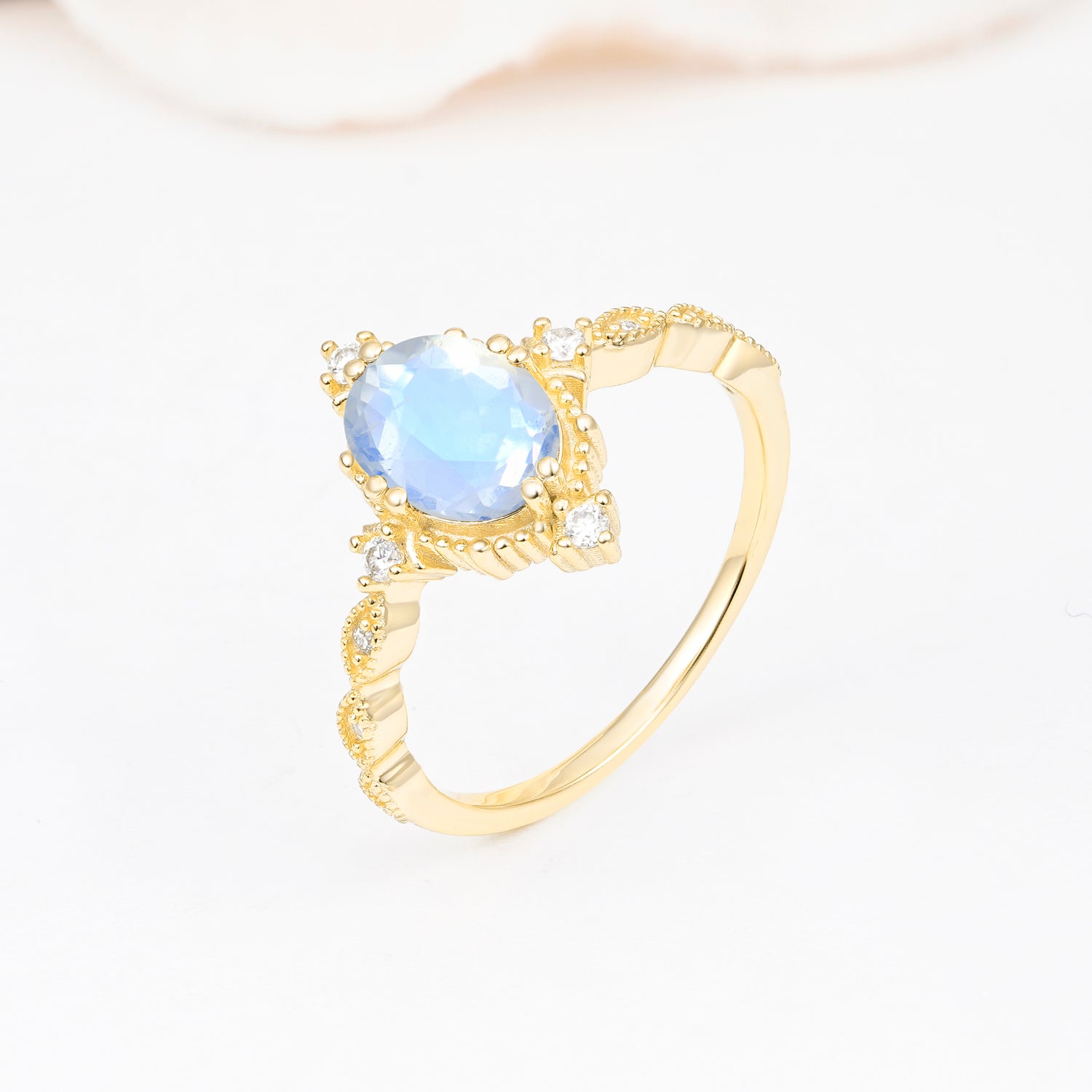 Luxurious, Sparkling Oval-Cut Moonstone Engagement Rings