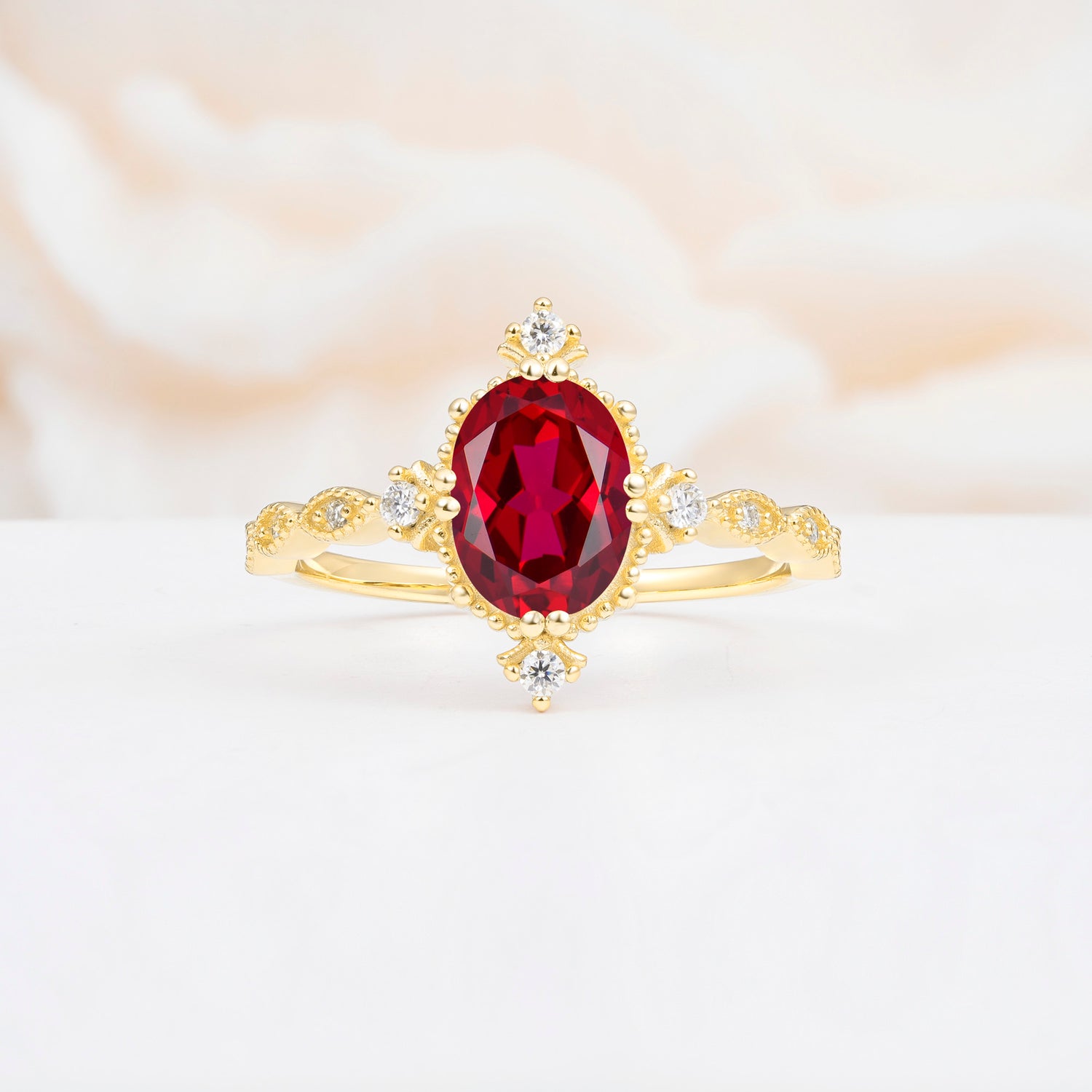 Luxurious, Sparkling Oval-Cut Ruby Engagement Rings