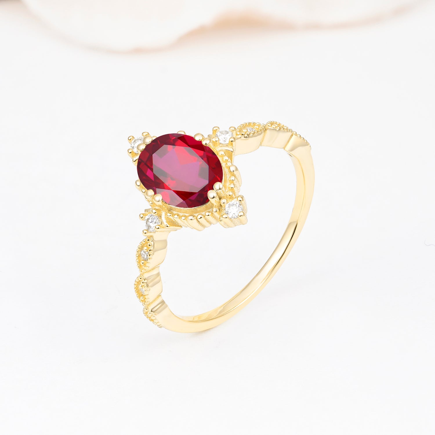 Luxurious, Sparkling Oval-Cut Ruby Engagement Rings