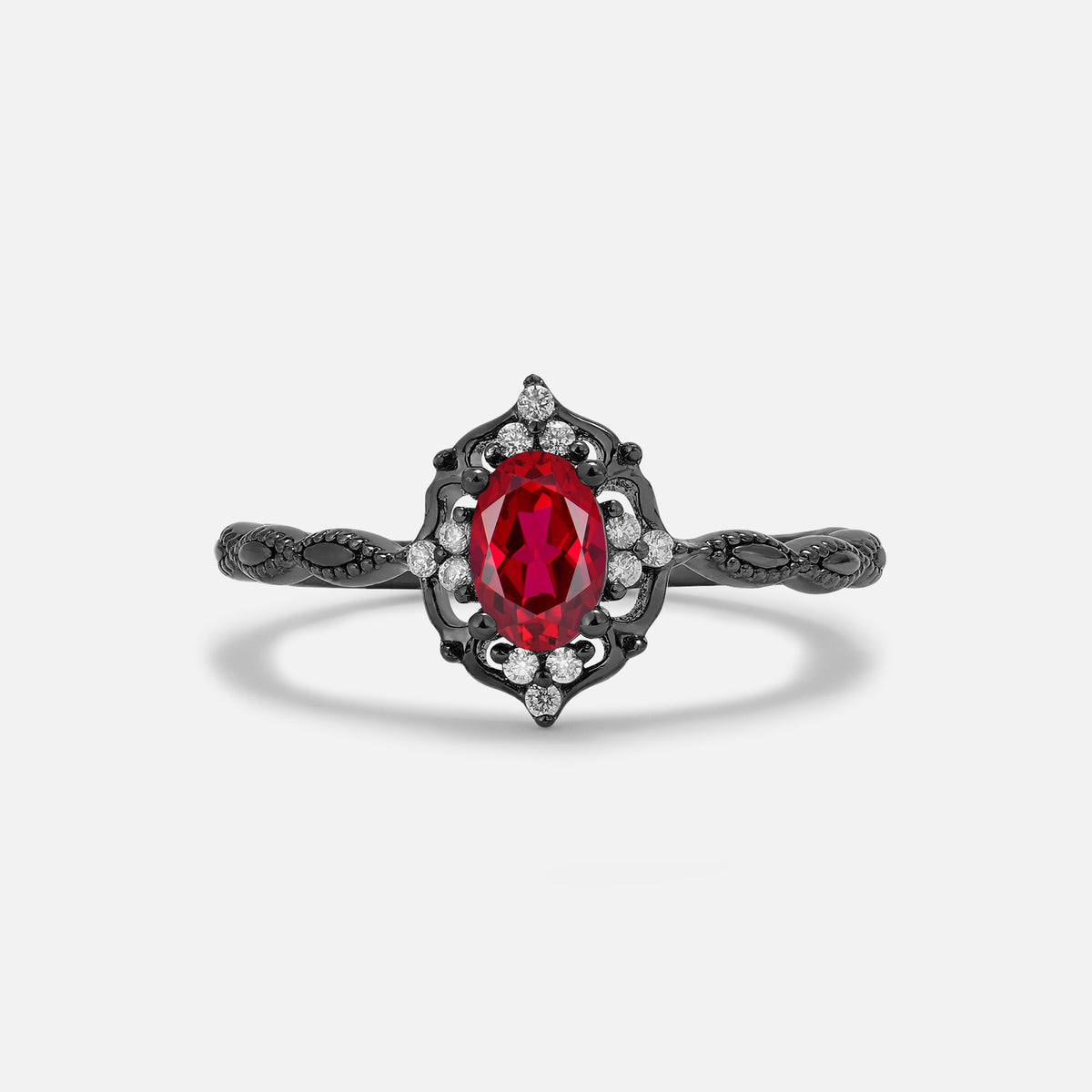 Halloween Oval Ruby Lace Engagement Ring
