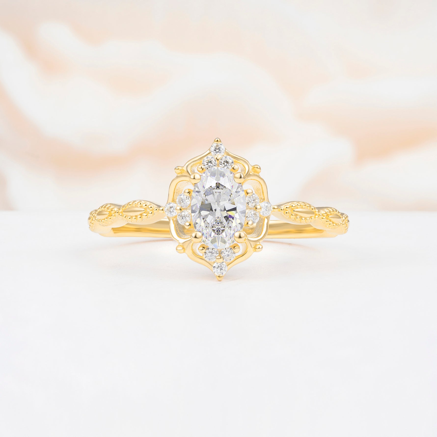ML07068 Moissanite Ring - Yellow-Gold