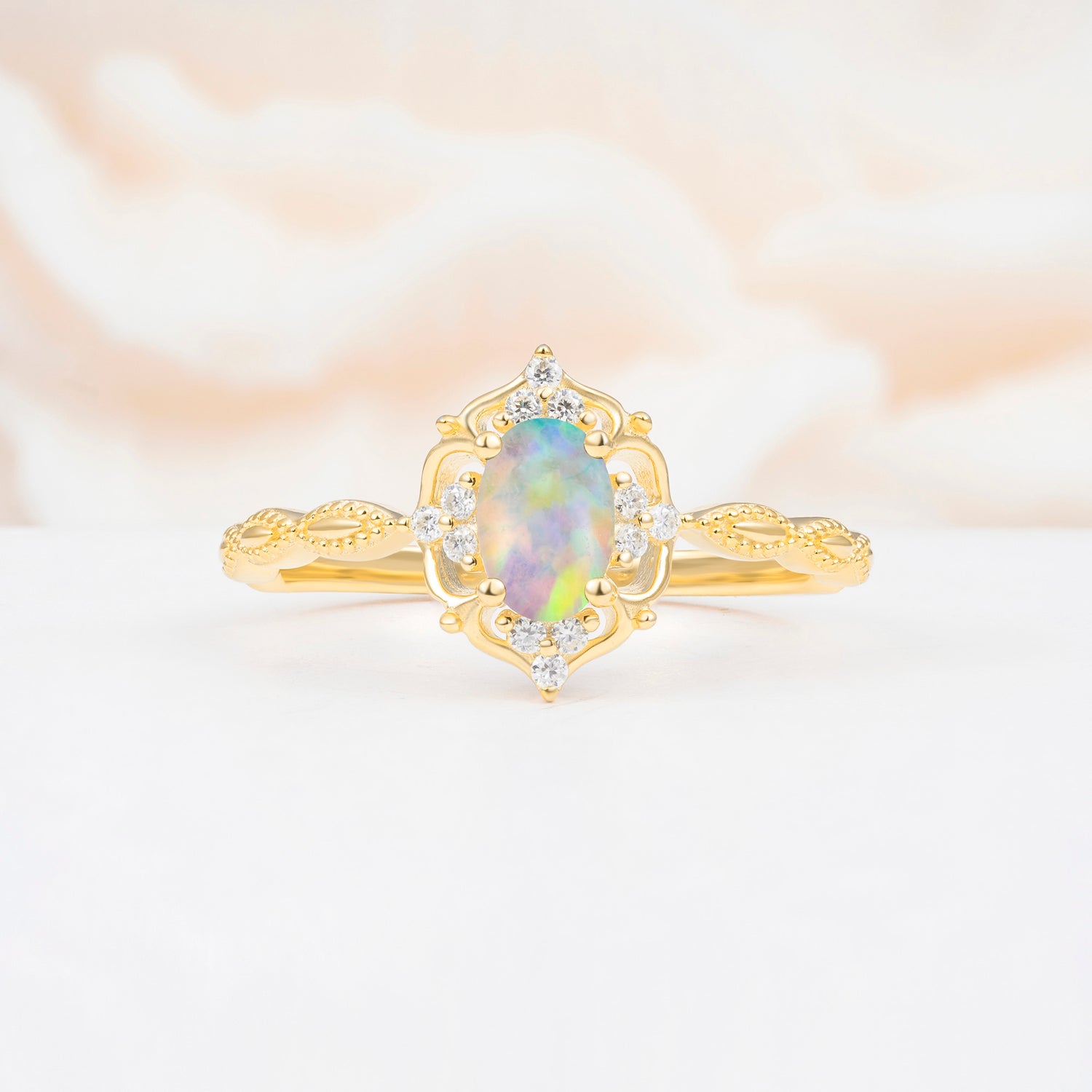 ML07068 Fire Opal Ring - Yellow-Gold