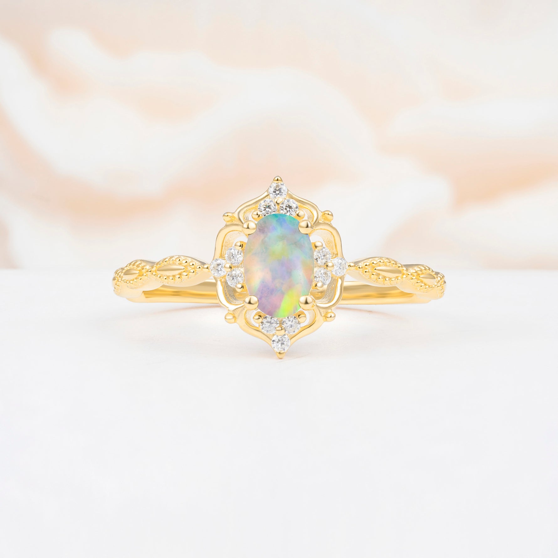 ML07068 Fire Opal Ring - Yellow-Gold