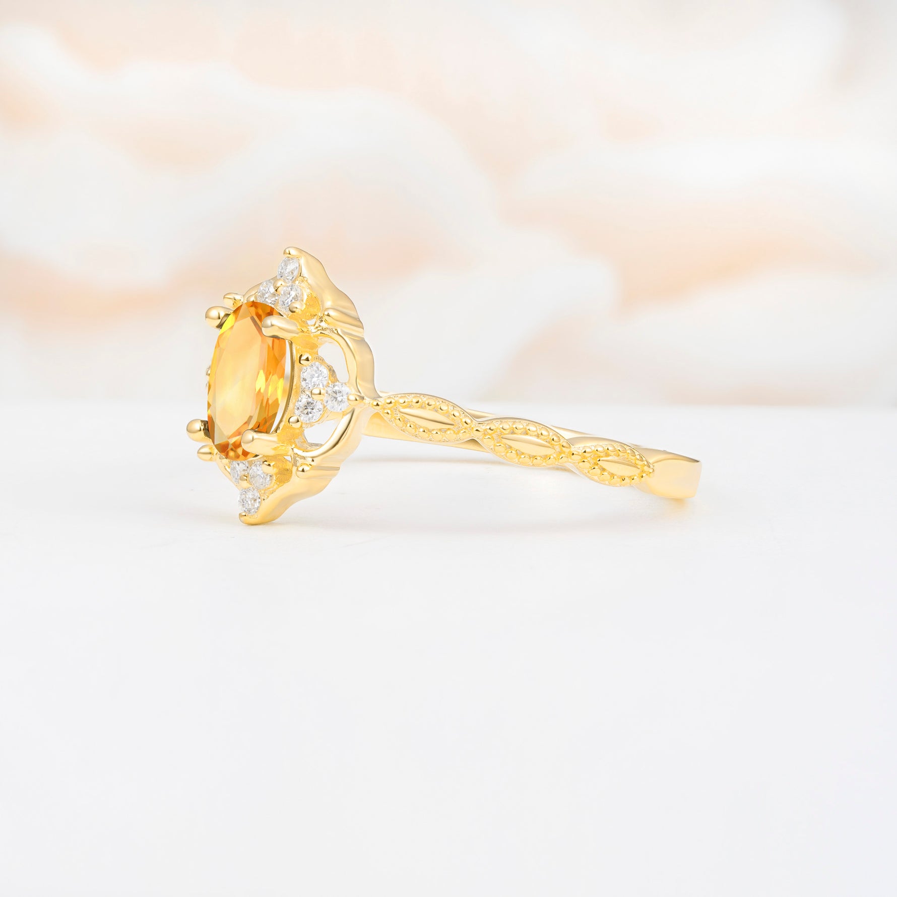 ML07068 Citrine Ring - White-Gold