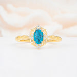 ML07068 Turquoise Ring - Yellow-Gold