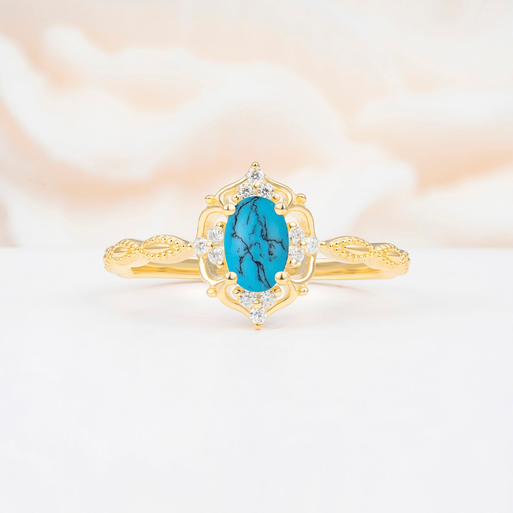 ML07068 Turquoise Ring - Yellow-Gold