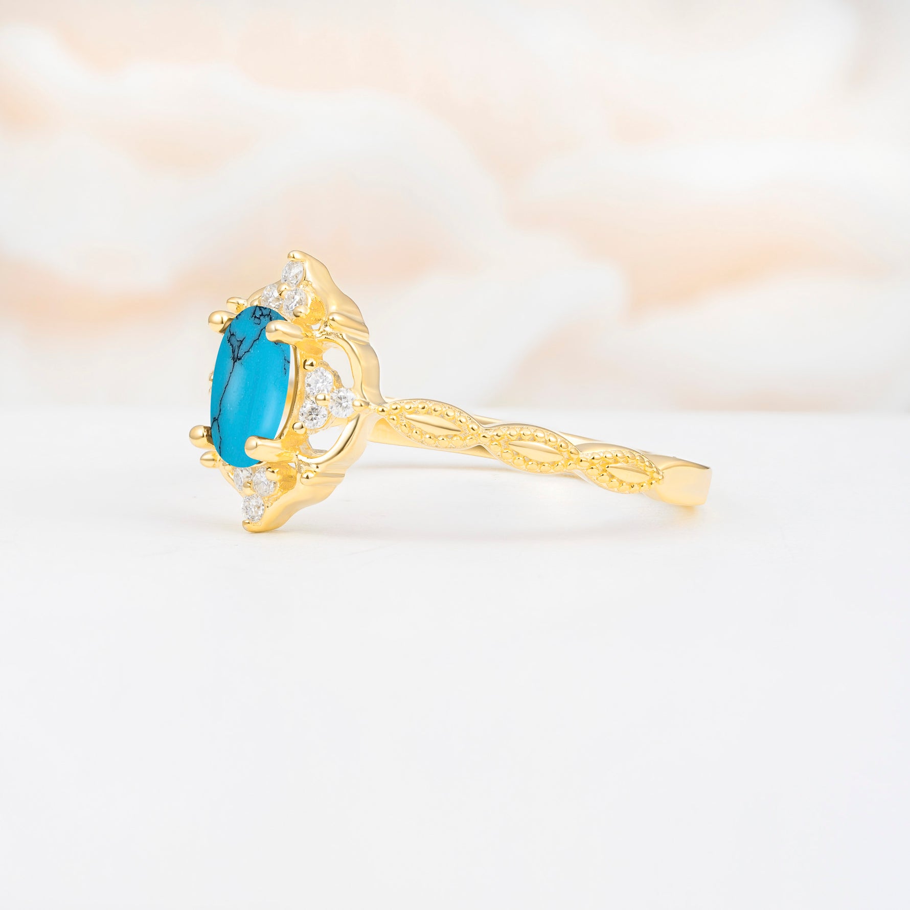 ML07068 Turquoise Ring - White-Gold