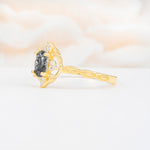 ML07068 Black Rutilated Quartz Ring - White-Gold