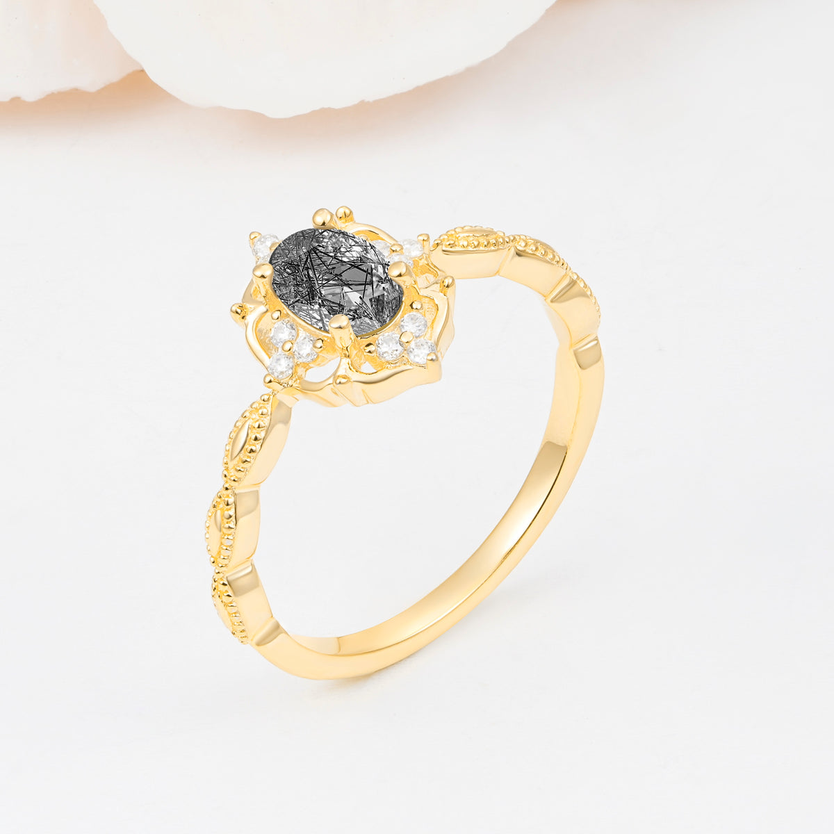 ML07068 Black Rutilated Quartz Ring - Additional view