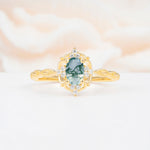 ML07068 Moss Agate Ring - Yellow-Gold