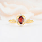 ML07068 Garnet Ring - Yellow-Gold