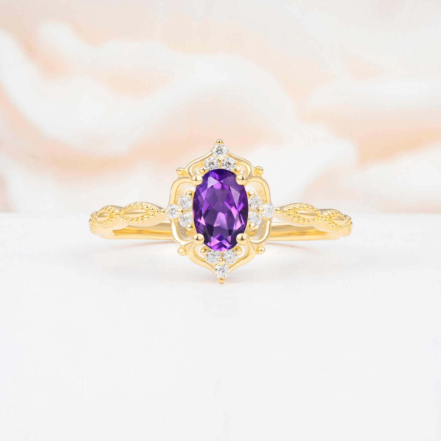ML07068 Amethyst Ring - Yellow-Gold