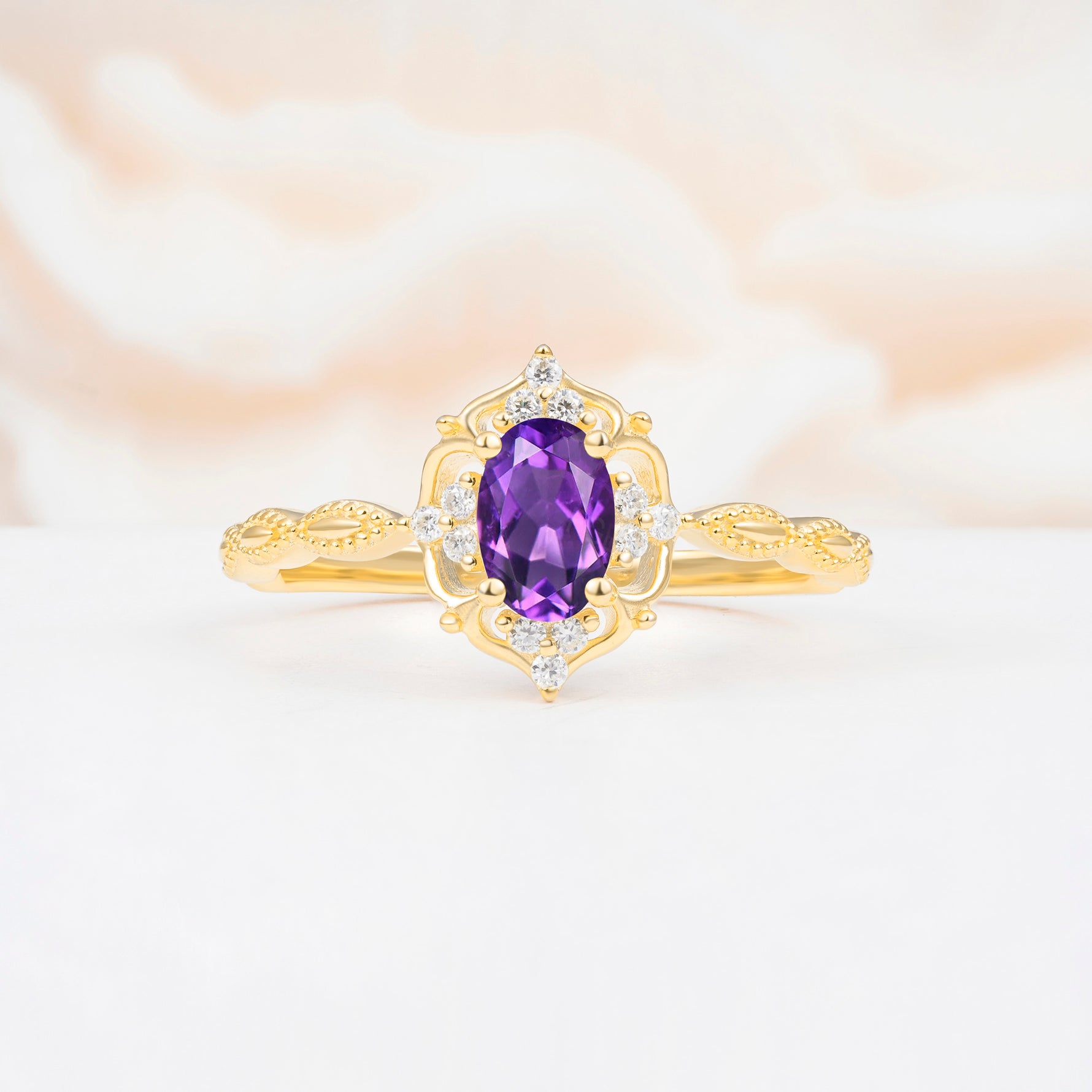ML07068 Amethyst Ring - Yellow-Gold