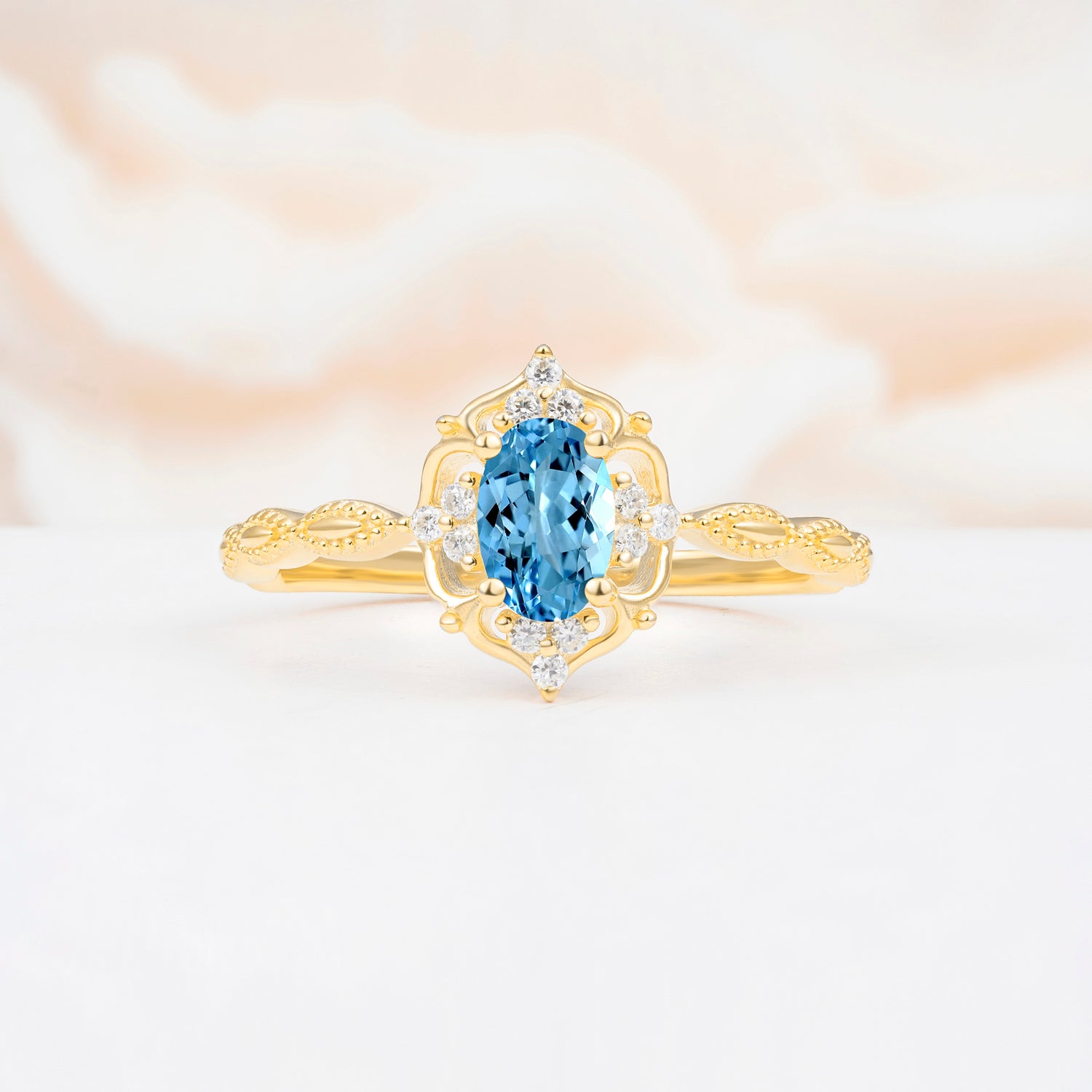 ML07068 Aquamarine Ring - Yellow-Gold