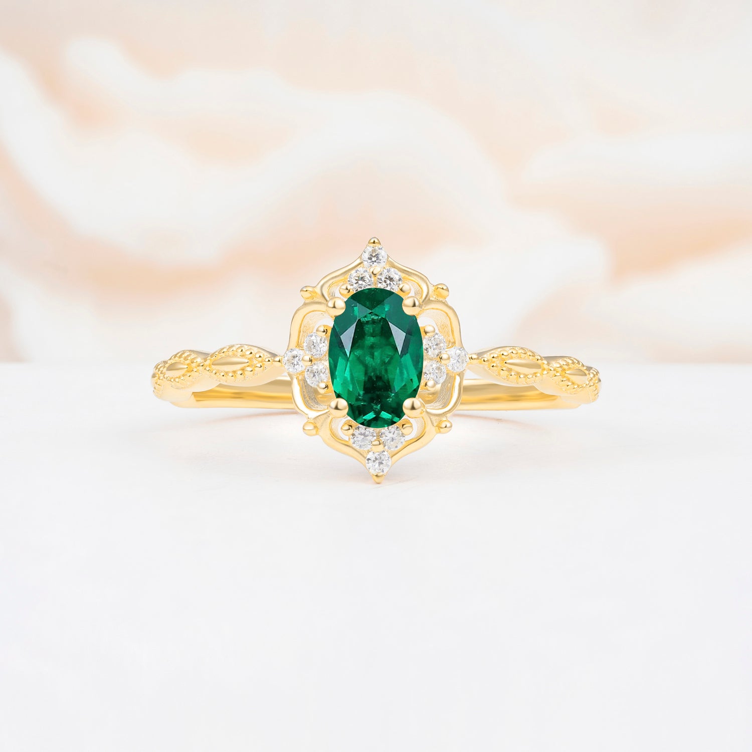 ML07068 Emerald Ring - Yellow-Gold