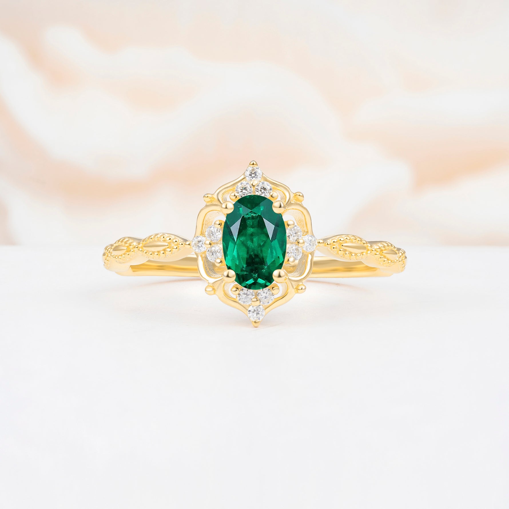 ML07068 Emerald Ring - Yellow-Gold