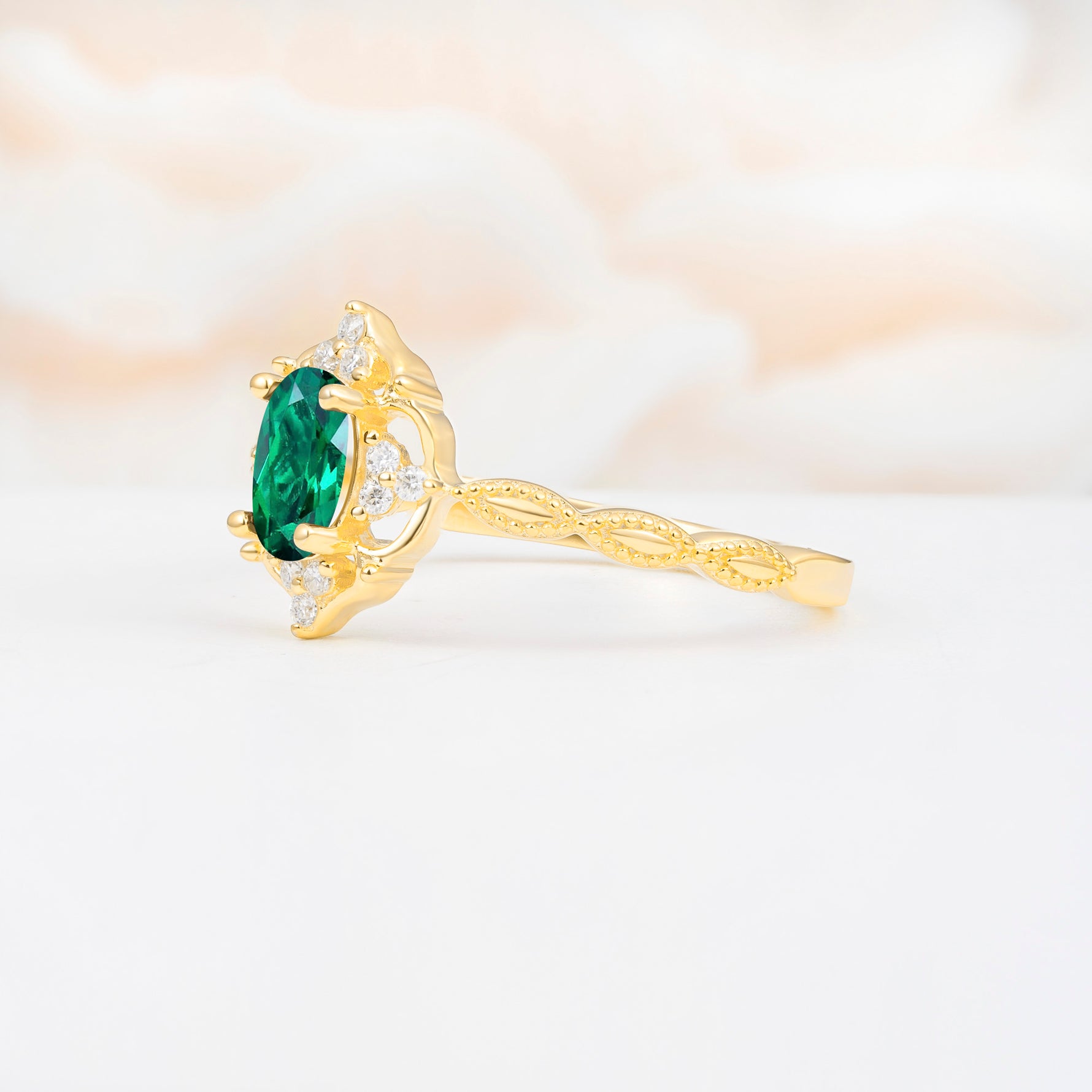 ML07068 Emerald Ring - White-Gold