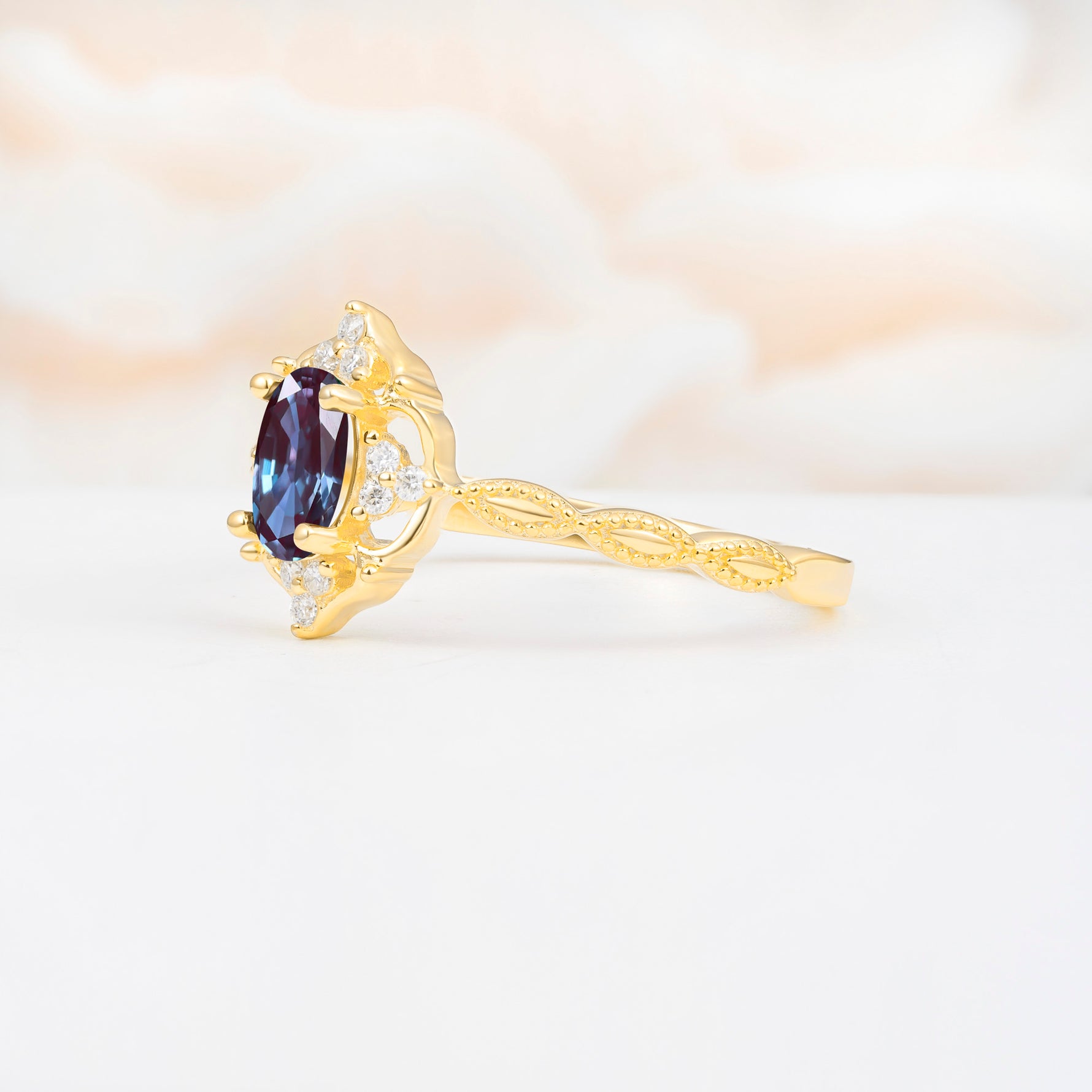 ML07068 Alexandrite Ring - White-Gold